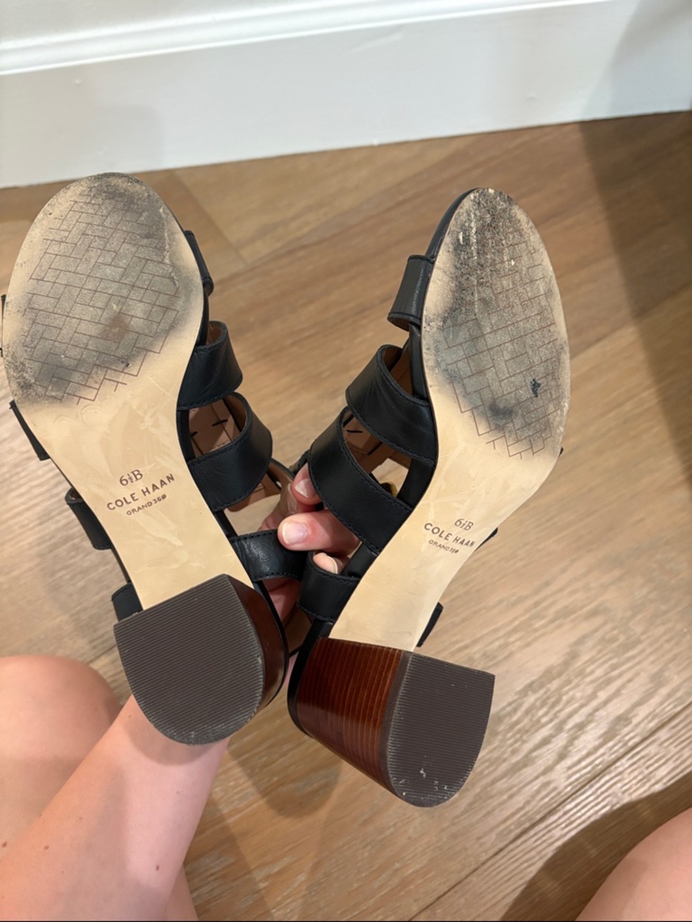 Cole Han Women's Black Strappy Block Heel Sandals - Picture 7 of 7